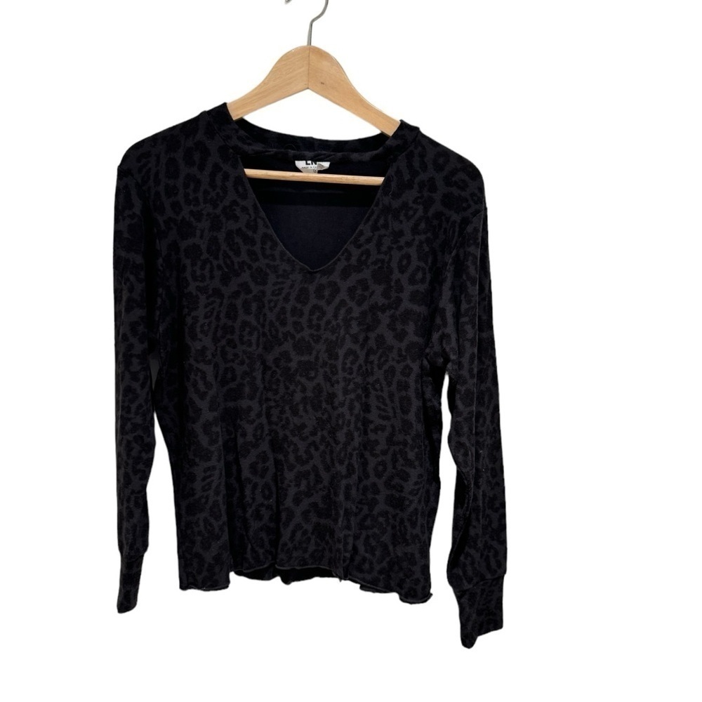 LNA animal print sweater with neckline detail - size small